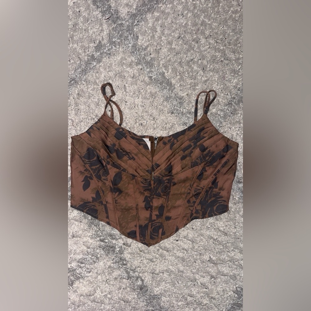 Pretty little thing Floral Brown Corset Top